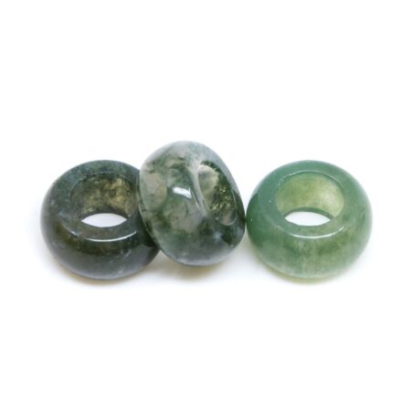 Rasta Schmuck Perle aus Moosachat, hell und dunkel grüner Stein mit Loch